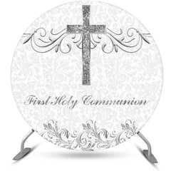 Lofaris First Holy Communion Sliver Round baptism Backdrop