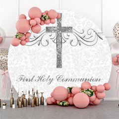 Lofaris First Holy Communion Sliver Round baptism Backdrop