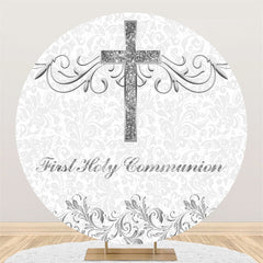 Lofaris First Holy Communion Sliver Round baptism Backdrop