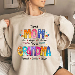 Lofaris First Mom Now Grandma Colorful Custom Sweatshirt