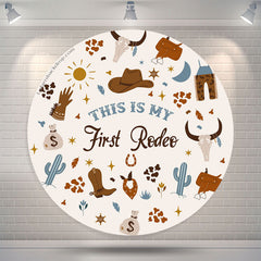 Lofaris First Rodeo Cow Boy 1st Birthday Round Backdrop