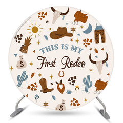 Lofaris First Rodeo Cow Boy 1st Birthday Round Backdrop