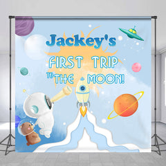 Lofaris First Trip Baby Astronaut Custom 1St Birthday Backdrop