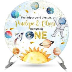 Lofaris First Trip Pretty Planet Round 1st Birthday Backdrop