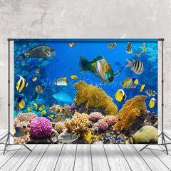 Lofaris Fish Coral Blue Natural Undersea Landscape Backdrop