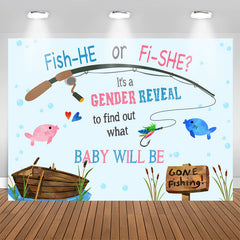 Crefelimas Fish Theme Gender Reveal Backdrop He or She Fishing