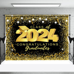 Lofaris Flag Ribbon Gold Black Class Of Graduation Backdrop