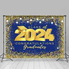 Lofaris Flag Ribbon Golden Blue Class Of Graduation Backdrop