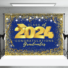 Lofaris Flag Ribbon Golden Blue Class Of Graduation Backdrop