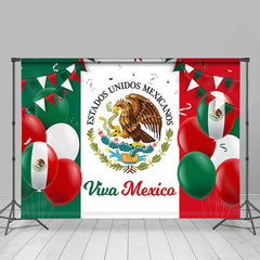 Lofaris Flags Balloons Viva Mexico Independence Day Backdrop