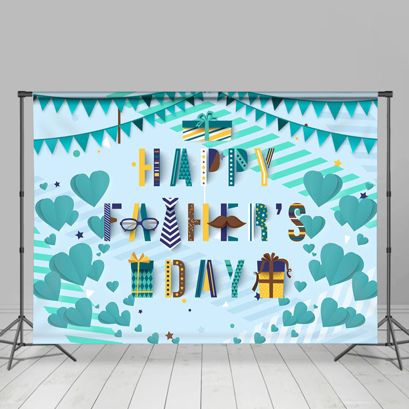 Lofaris Flags Heart Presents Blue Happy Fathers Day Backdrop