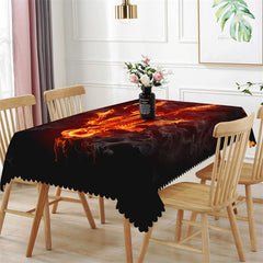 Lofaris Flame Bones Black Smog Halloween Party Tablecloth