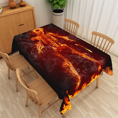 Lofaris Flame Bones Black Smog Halloween Party Tablecloth