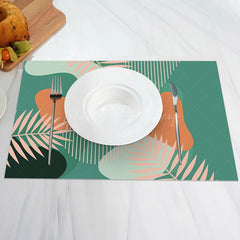 Lofaris Flesh Color Green Orange Lines Set Of 4 Placemats