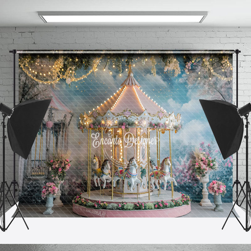 Lofaris Floarl Light Merry Go Round Cake Smash Photo Backdrop