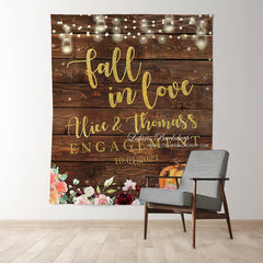 Lofaris Floral and Pumpkin Wooden Backdrop for Wedding Party