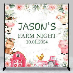 Lofaris Floral Animals Farm Night Custom Birthday Backdrop