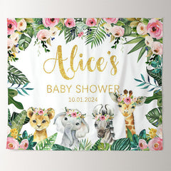 Lofaris Floral Animals Leaves Safari Custom Name Backdrop