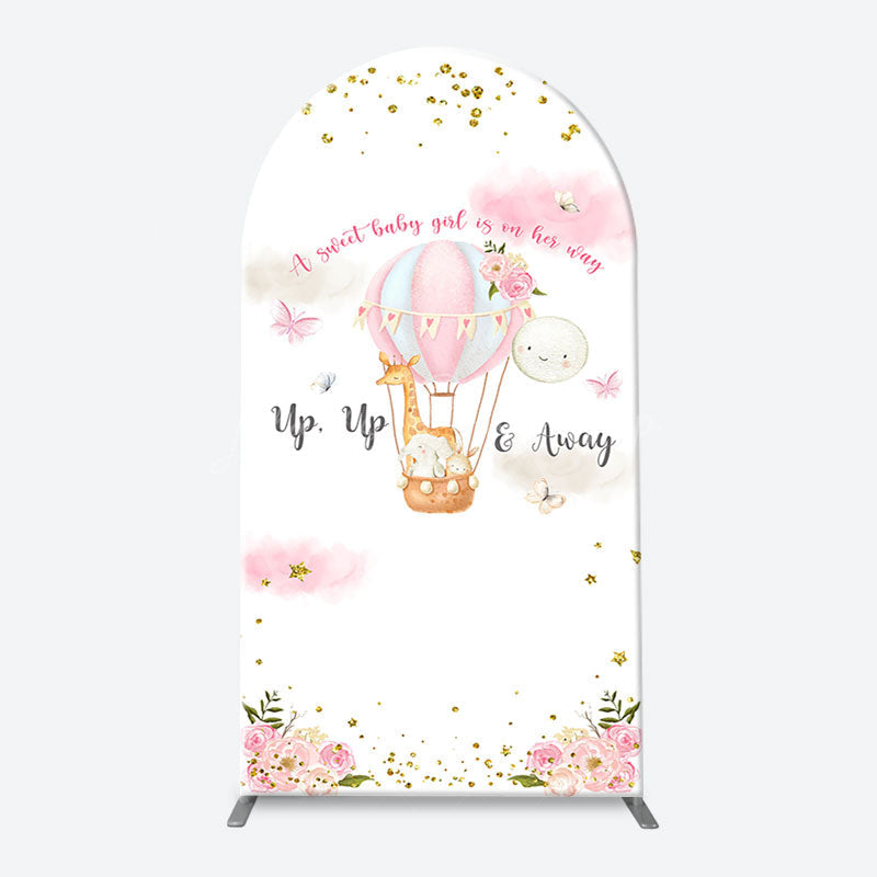 Lofaris Floral Animals Up Away Arch Baby Shower Backdrop