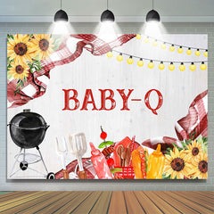 Lofaris Floral Baby Q Barbecue Picnic Gender Reveal Backdrop