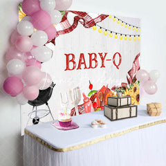 Lofaris Floral Baby Q Barbecue Picnic Gender Reveal Backdrop