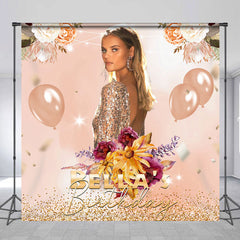 Lofaris Floral Balloon Custom Photo Women Birthday Backdrop