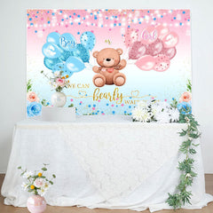 Lofaris Floral Balloon Star Teddy Bear Baby Shower Backdrop