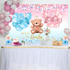 Lofaris Floral Balloon Star Teddy Bear Baby Shower Backdrop