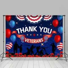 Lofaris Floral Balloon Thank You America Veterans Day Backdrop