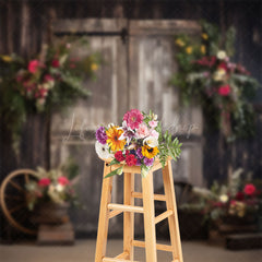 Lofaris Floral Barn Wooden Door Cake Smash Photo Backdrop