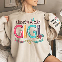 Lofaris Blessed to be called Gigi flower with Grandkids Xmas Sweatshirt