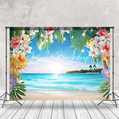 Lofaris Floral Blue Sky Beach Sunshine Summer Scenery Backdrop