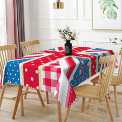 Lofaris Floral British Flag White Dots Rectangle Tablecloth