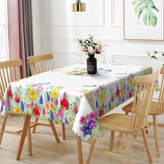 Lofaris Floral Butterflies Spring Rectangle Tablecloth For Decor