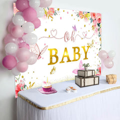 Lofaris Floral Butterfly Gold Diamond Baby Shower Backdrop