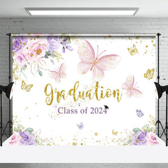 Lofaris Floral Butterfly Graduation Class Of 2024 Backdrop