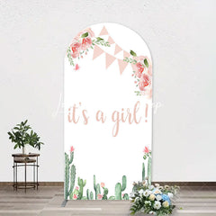 Lofaris Floral Cactus Its A Girl Baby Shower Arch Backdrop