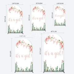 Lofaris Floral Cactus Its A Girl Baby Shower Arch Backdrop