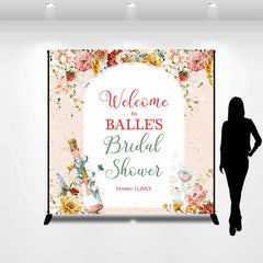 Lofaris Floral Champagne Custom Name Bridal Shower Backdrop