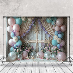 Lofaris Floral Colorful Balloon Starfish Cake Smash Backdrop