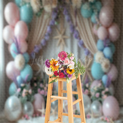 Lofaris Floral Colorful Balloon Starfish Cake Smash Backdrop