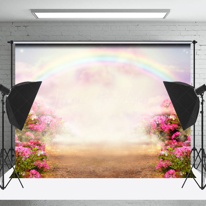 Lofaris Floral Colorful Rainbow Cloud Spring Photo Backdrop