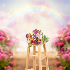 Lofaris Floral Colorful Rainbow Cloud Spring Photo Backdrop