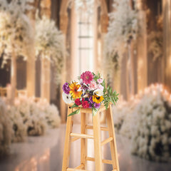 Lofaris Floral Decorated Church Interior Wedding Backdrop