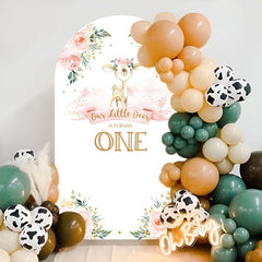 Lofaris Floral Deer One Birthday Double Sided Arch Backdrop