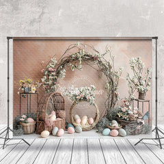 Lofaris Floral Easter Egg Warm Color Wall Photo Backdrop