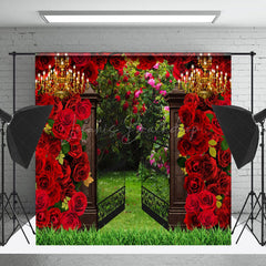 Lofaris Floral Elegant Gate Grass Spring Photoshoot Backdrop