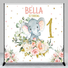 Lofaris Floral Elephant Custom Name 1st Birthday Backdrop