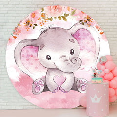 Lofaris Floral Elephant Girl Baby Shower Round Backdrop Cover