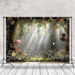 Lofaris Floral Flamingo Light Shadow Forest Photo Backdrop